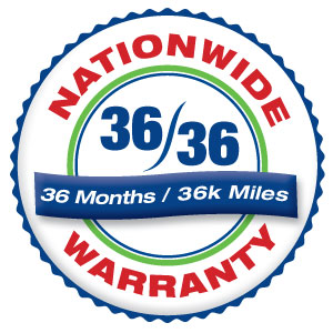 36 Months / 36k Miles Nationwide Warranty badge